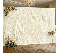 40x10ft Wrinkle Free Beige Backdrop Curtain, 10 Panels 10 ft Long Photo Backdrop Drapes Fabric for Stage Party Baby Shower Wedding Photography Decorations Background