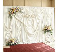 40x10ft Wrinkle Free Cream White Backdrop Curtain, 8 Panels High Density Photography Backdrop Drapes Fabric for Wedding Birthday Party Stage Photo Background Decorations