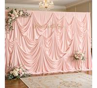 40x10ft Wrinkle Free Pale Pink Backdrop Curtain, 10 Panels High Density Photography Backdrop Drapes Fabric for Wedding Birthday Party Stage Photo Background Decorations
