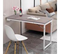 40x20in Wall-Mounted Folding Table, Space-Saving Detachable Design for Dining & Laundry, Compact Expandable Pull-Out Table with White Legs, Ideal for Small Spaces