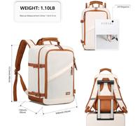 40x20x25cm Cabin Bag 20L, Ryanair Underseat Travel Carry-on Backpack with Shoulder Strap (Beige/Brown)
