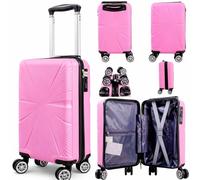 40x25x20cm Underseat Cabin Suitcase with Removable Wheels - Soft Shell Carry on Lightweight Spinner Luggage Trolley Detachable Wheels 1629 (Pink)