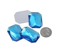 40x30mm Blue Aqua A21 Large Flat Back Octagon Acrylic Rhinestones Cosplay Costume Gems Plastic Jewels Embelishments DIY Crafts Gemstones - 4 Pieces