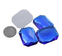 40x30mm Blue Sapphire A09 Large Flat Back Octagon Acrylic Rhinestones Cosplay Costume Gems Plastic Jewels Embelishments DIY Crafts Gemstones - 4 Pieces