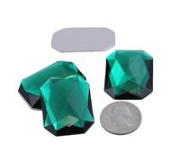 40x30mm Green Emerald A10 Large Flat Back Octagon Acrylic Rhinestones Cosplay Costume Gems Plastic Jewels Embelishments DIY Crafts Gemstones - 4 Pieces
