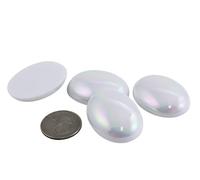 40x30mm Large Flat Back Oval Acrylic Cabochons Rhinestones Plastic Gems Embellishments for Crafts, Costumes, Card Invitations, Jewelry, Cosplay - 4 Pieces (White Opal AB H410)