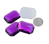 40x30mm Purple Amethyst A06 Large Flat Back Octagon Acrylic Rhinestones Cosplay Costume Gems Plastic Jewels Embelishments DIY Crafts Gemstones - 4 Pieces