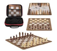 40x40cm Foldable 3-in-1 Travel Game Set: Chess, Backgammon, Checkers | Portable Board Games for Adults with Carry Pouch | Compact Cloth Mat for Camping & Pub