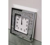 40X40Cm New English Number with Wall Clock Square Crushed Diamante