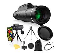 40x60 High Definition Monocular Telescope, High Power Night Vision Monocular with Compass Waterproof Fogproof BAK4 Prism with Smartphone Holder & Tripod for Hunting Hiking Camping