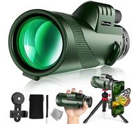 40X60 Monocular Telescope for Adults with Phone Adapter, Tripod, Hand Strap, Low Night Vision, BAK4 Prism for Bird Watching and Traveling