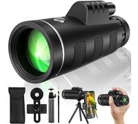 40x60 Monocular Telescope with Smartphone Adapter, High Powered BAK4 Prism FMC Monocular for Adults, Compact Low Light Vision Telescope for Wildlife, Hunting, Camping, Travel & Outdoor Adventures