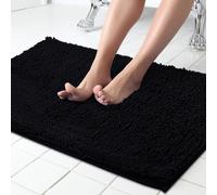 (40x60cm (16 x 24 inch), Black) Kensington Chenille Bath Mat-Soft, Non Slip Water Absorbent