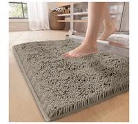 (40x60cm (16 x 24 inch), Silver) Kensington Chenille Bath Mat-Soft, Non Slip Water Absorbent