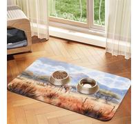 40x60cm African Savanna Giraffe Print Pet Absorbent Feeding Mat - Quick Dry Food Pad/Leather Placemat, for Dog Cat Food Bowl Water