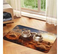40x60cm Australian Sheep Print Pet Absorbent Feeding Mat - Quick Dry Food Pad/Leather Placemat, for Dog Cat Food Bowl Water