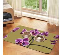 40x60cm Beautiful Orchids Print Pet Absorbent Feeding Mat - Quick Dry Food Pad/Leather Placemat, for Dog Cat Food Bowl Water