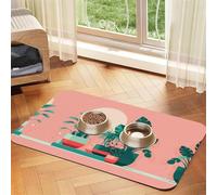 40x60cm Beautiful Potted Green Plants Print Pet Absorbent Feeding Mat - Quick Dry Food Pad/Leather Placemat, for Dog Cat Food Bowl Water