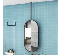 40x60cm Black Oval Ceiling-Mounted Mirror - Stylish Bathroom Makeup & Grooming Mirror, Elegant Wall Décor for Modern Spaces, Perfect for Personal Use