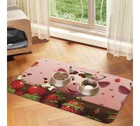 40x60cm Cows and Strawberries Print Pet Absorbent Feeding Mat - Quick Dry Food Pad/Leather Placemat, for Dog Cat Food Bowl Water