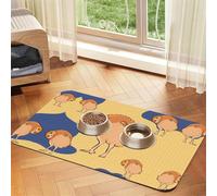 40x60cm Crooked Owl Print Pet Absorbent Feeding Mat - Quick Dry Food Pad/Leather Placemat, for Dog Cat Food Bowl Water
