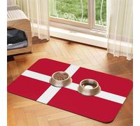 40x60cm Danish Flag Print Pet Absorbent Feeding Mat - Quick Dry Food Pad/Leather Placemat, for Dog Cat Food Bowl Water
