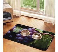 40x60cm Fresh Grapes Print Pet Absorbent Feeding Mat - Quick Dry Food Pad/Leather Placemat, for Dog Cat Food Bowl Water