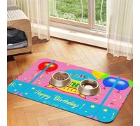 40x60cm Happy Birthday Balloon Print Pet Absorbent Feeding Mat - Quick Dry Food Pad/Leather Placemat, for Dog Cat Food Bowl Water
