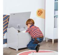 HOMCOM 40x60cm Kids Safe Closing Storage Box 3 Yrs Plus Grey, Grey