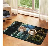 40x60cm Pet Absorbent Feeding Mat - Asian Elephant in The Water Print Leather Non-Slip Placemat, for Dog Cat Food and Water Bowl Pads