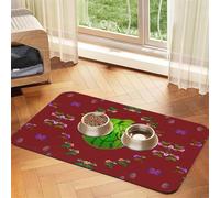 40x60cm Pet Absorbent Feeding Mat - Big Eye Watermelon Print Leather Non-Slip Placemat, for Dog Cat Food and Water Bowl Pads
