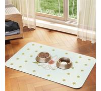 40x60cm Pet Absorbent Feeding Mat - Camellia in Bloom Print Leather Non-Slip Placemat, for Dog Cat Food and Water Bowl Pads