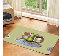 40x60cm The Funny Frog Doing Yoga Print Pet Absorbent Feeding Mat - Quick Dry Food Pad/Leather Placemat, for Dog Cat Food Bowl Water