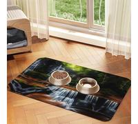 40x60cm Waterfall View Print Pet Absorbent Feeding Mat - Quick Dry Food Pad/Leather Placemat, for Dog Cat Food Bowl Water