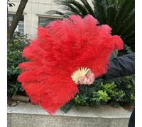 40x70cm Large Ostrich Feather Fan Elegant Decorative Hand Fan for Weddings Photography Burlesque Home Decor Dance Accessories-Red-20PCS