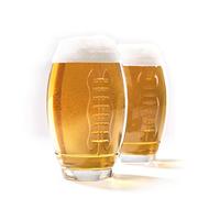 40YARDS American Football Glass (Set of 2) with Raised Football Seam (600 ml) - Great as a Football Gift for Fans or Football Decoration at the Bowl Party