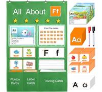 41×28in Large Alphabet Learning Pocket Chart, ABC Flash Cards Alphabet Wall Chart with Letter Tracing, Handwriting Practice for Homeschool Preschool Kindergarten Classroom Must Haves (Green)