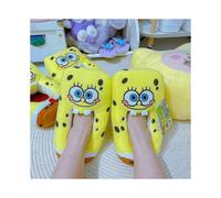 (41-43) Spongebob Squarepants Winter Slippers Creative Women Warm Plush Home Slipper Non-slip Thermal Soft Slient Cotton Shoes Gifts
