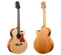41” Acoustic Electric Guitar, Full Size Cutaway Acoustica Guitarra Bundle Solid Spruce Top, Mahogany Back & Sides, Excellent Performance Capabilities(Natural wood colo)