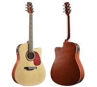 41” Acoustic Electric Guitar, Full Size Cutaway Acoustica Guitarra Bundle Solid Spruce Top, Mahogany Back & Sides, Excellent Performance Capabilities(Vintage color)