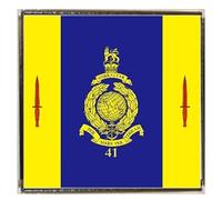 41 Commando Royal Marines Military Silver Colour Square Badge With A Velveteen Bag