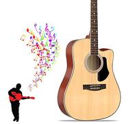 41-inch Beginner Cutaway Acoustic Guitar Package, Full Size Basic Starter Kit W/Gig Bag, Strings, Strap, Tuner, Picks for Beginners Music Lovers(Natural)