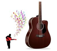 41-inch Beginner Cutaway Acoustic Guitar Package, Full Size Basic Starter Kit W/Gig Bag, Strings, Strap, Tuner, Picks For Beginners Music Lovers(Brown)