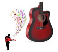 41-inch Beginner Cutaway Acoustic Guitar Package, Full Size Basic Starter Kit W/Gig Bag, Strings, Strap, Tuner, Picks For Beginners Music Lovers(Sunset red)