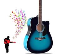 41-inch Beginner Cutaway Acoustic Guitar Package, Full Size Basic Starter Kit W/Gig Bag, Strings, Strap, Tuner, Picks for Beginners Music Lovers(Gradient blue)