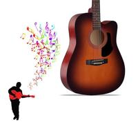 41-inch Beginner Cutaway Acoustic Guitar Package, Full Size Basic Starter Kit W/Gig Bag, Strings, Strap, Tuner, Picks for Beginners Music Lovers(Sunset color)