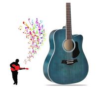 41-inch Beginner Cutaway Acoustic Guitar Package, Full Size Basic Starter Kit W/Gig Bag, Strings, Strap, Tuner, Picks For Beginners Music Lovers(Bluish wash)
