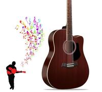 41-inch Beginner Cutaway Acoustic Guitar Package, Full Size Basic Starter Kit W/Gig Bag, Strings, Strap, Tuner, Picks for Beginners Music Lovers(Brown)