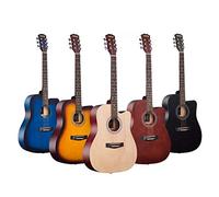 41 inch guitar wood color fullba beginner face single guitar male and female student piano (black)