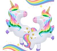 41 Inch Large Unicorn Foil Balloons for Party Decor, 2pcs Giant Rainbow Unicorn Aluminum Balloon, Inflation Balloons for Girls Baby Shower Cute First unicorn Themed Birthday Party Decorations Supplies